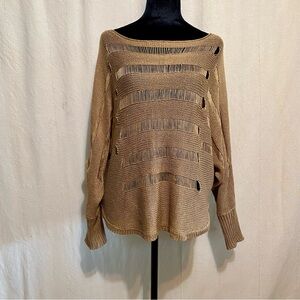 Foreign Exchange Open Knit Cropped Tan Sweater